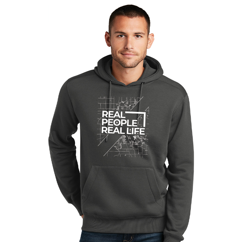 Hoodie - Real People Real Life w/ Warsaw Map (DT1101)