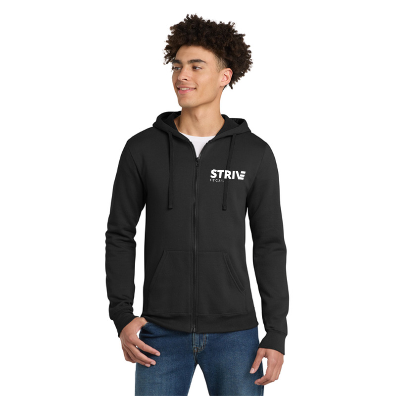 Strive - Fleece Full Zip Hoodie - DT800 - Solid Black - Left Chest