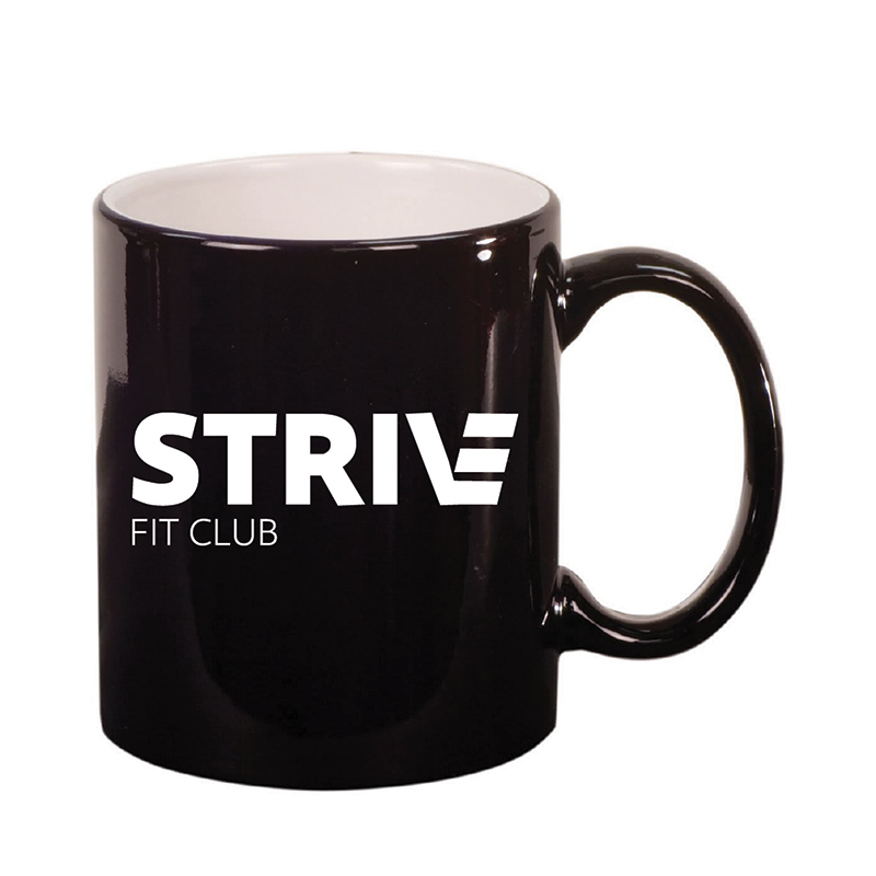 Strive - LMG21 11oz. Black Ceramic Round Lazer Mug - Black